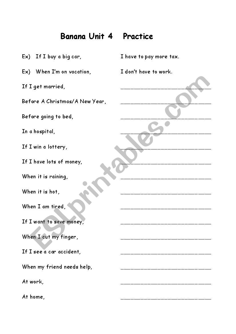 homework for HAVE TO worksheet