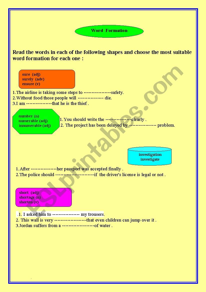 Word Formation  worksheet