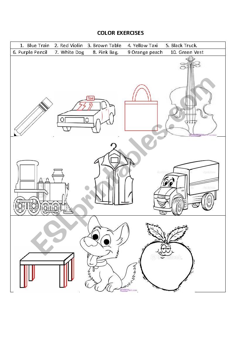 Colours worksheet