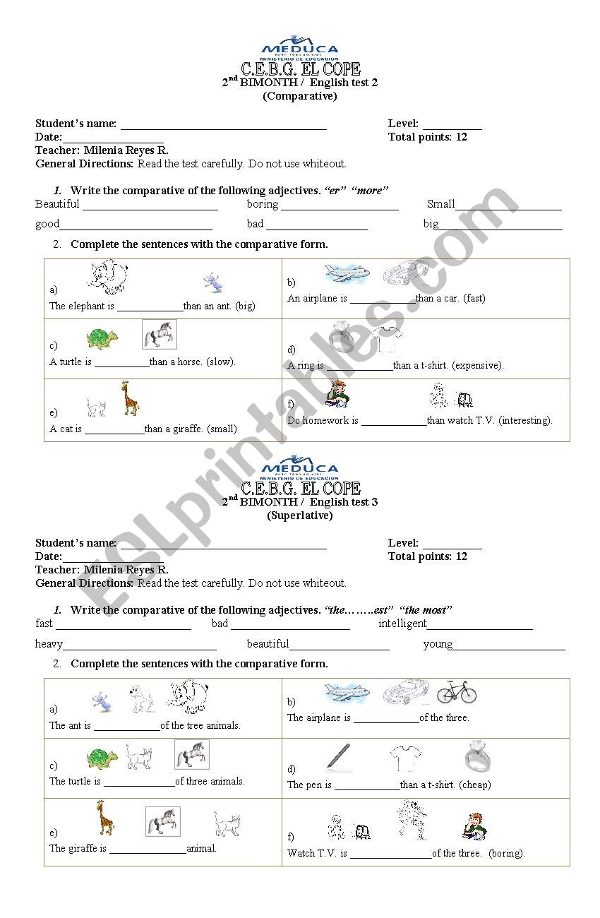 comparatives worksheet