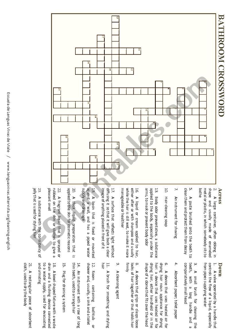 The house: the bathroom - crossword