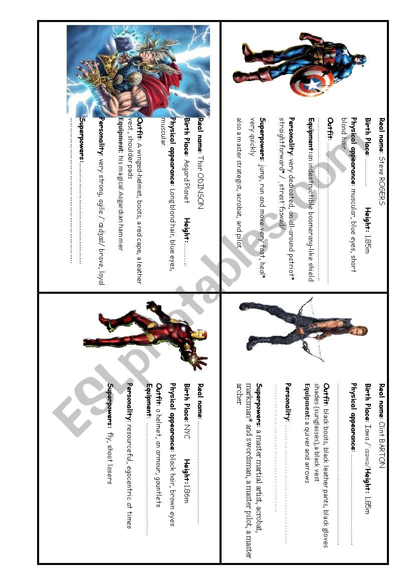 THE SCRIPT - SUPERHEROES - ESL worksheet by pawag