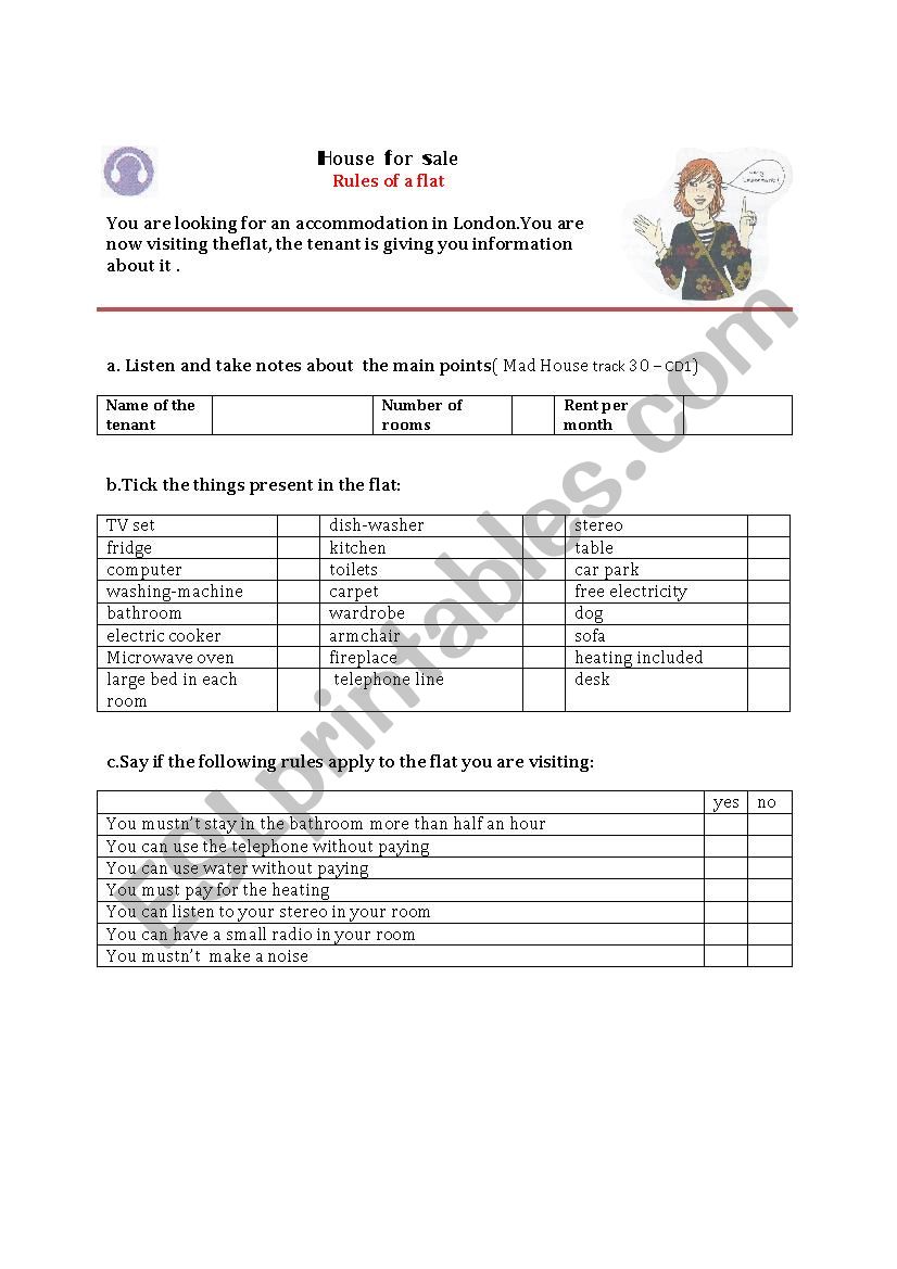 Rules of a flat  worksheet