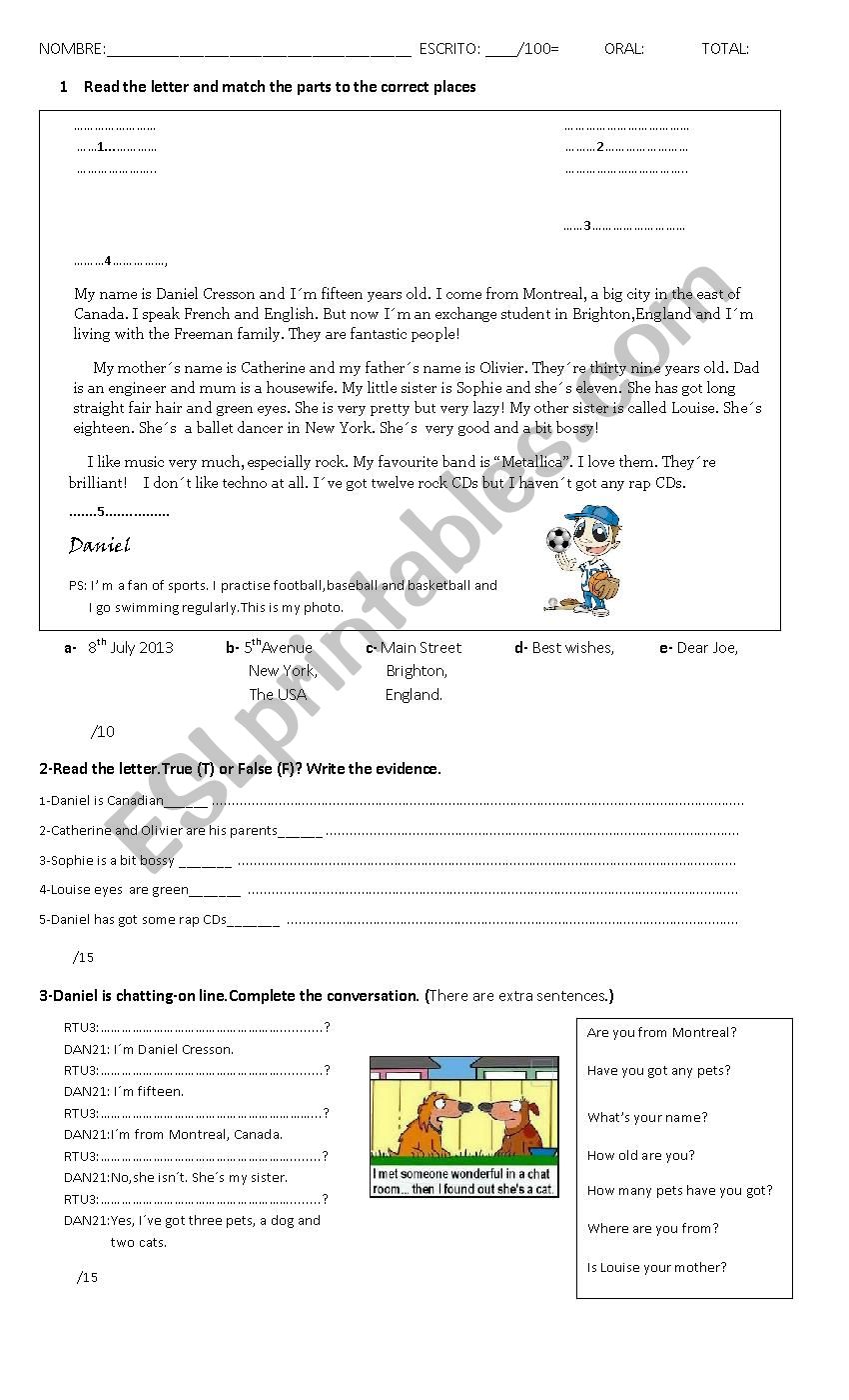 Test 1st grade worksheet