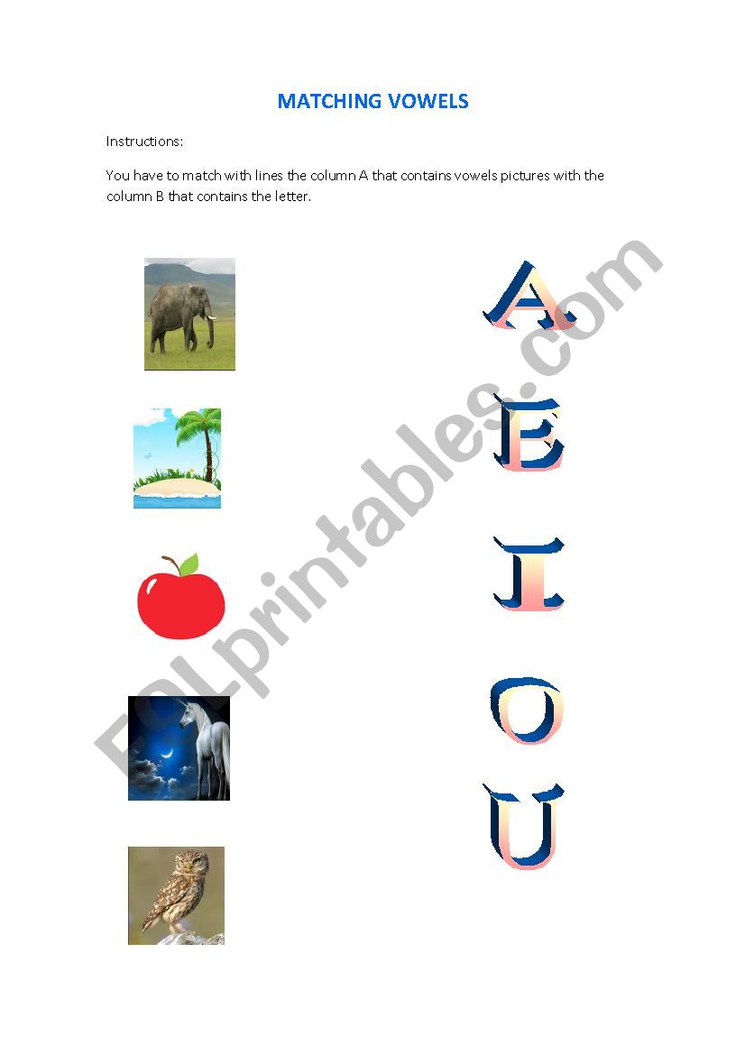 VOWELS MATCHING  worksheet