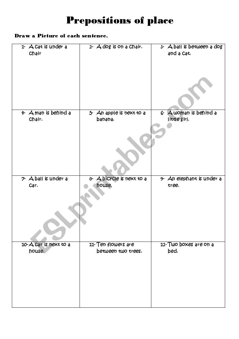 prepositions of place worksheet