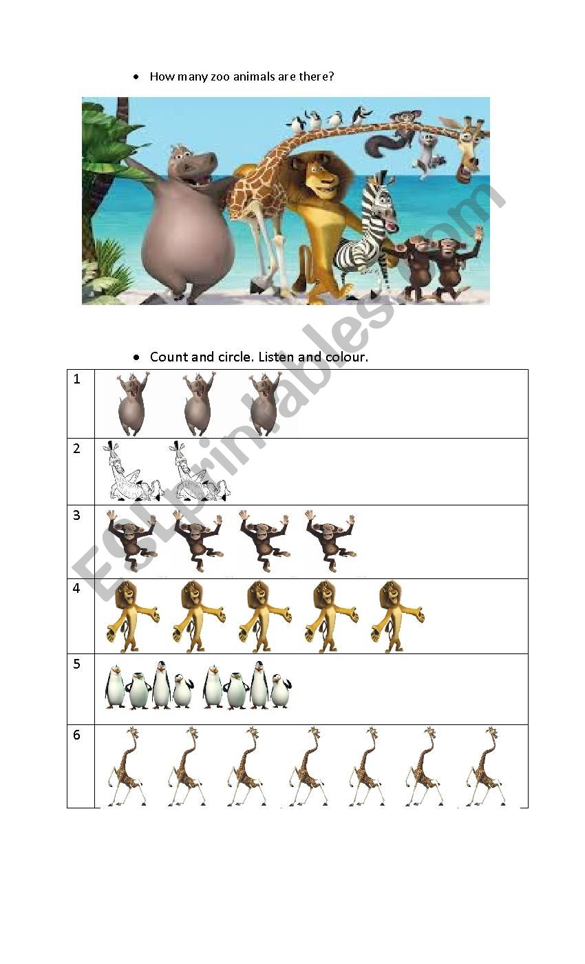 Animals Madagascar worksheet