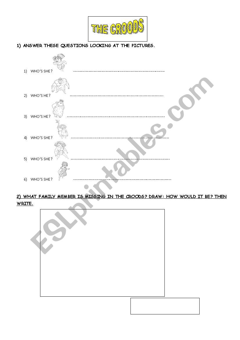 THE CROODS worksheet