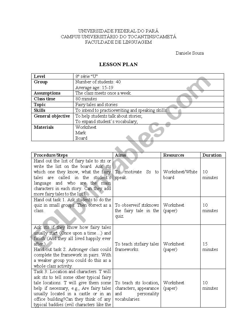 Fairy Tales and stories worksheet