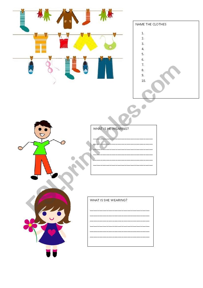 clothes worksheet