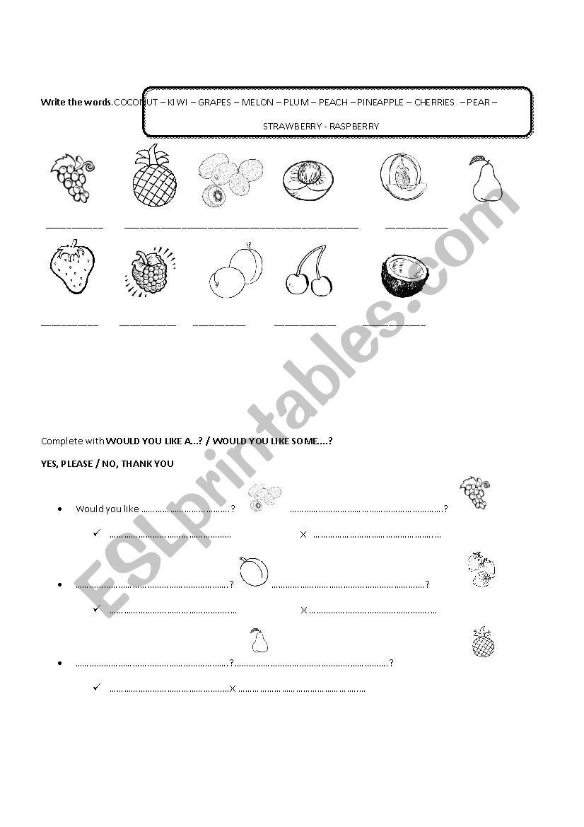 Fruit worksheet