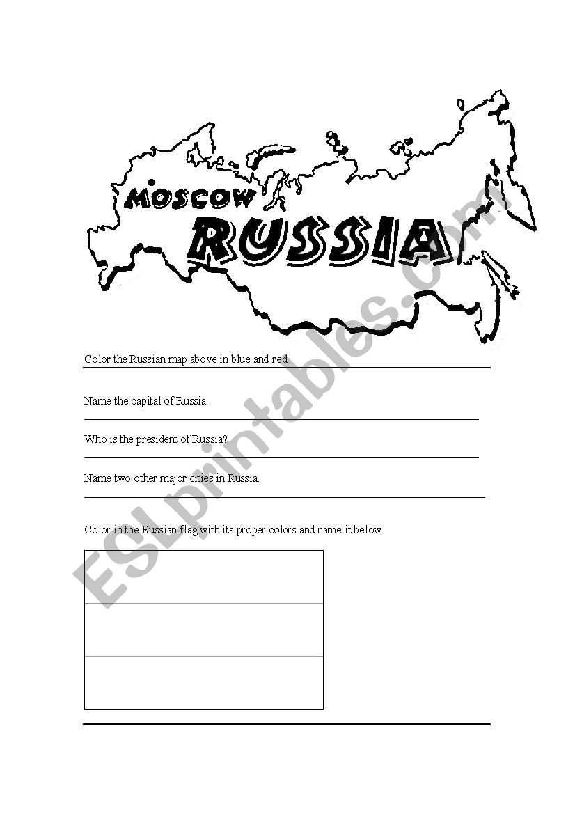 Russia worksheet