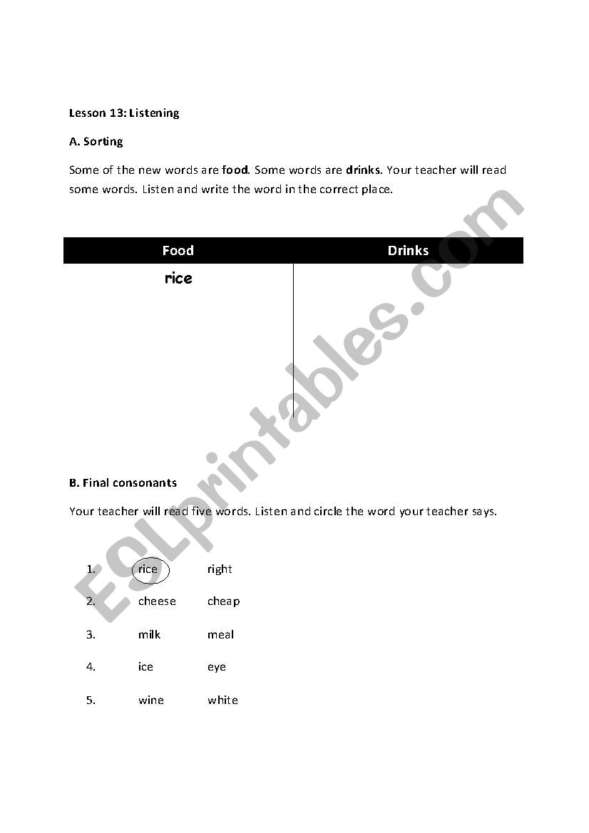 Final sound worksheet