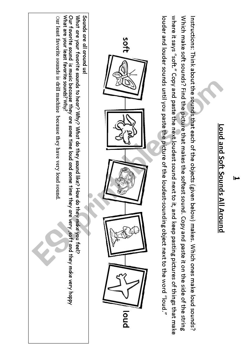 Soft and Loud Sounds - ESL worksheet by marjhayxi