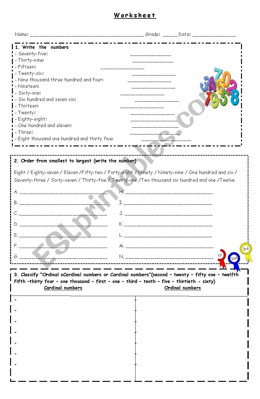 Months, days, cardinal and ordinal numbers