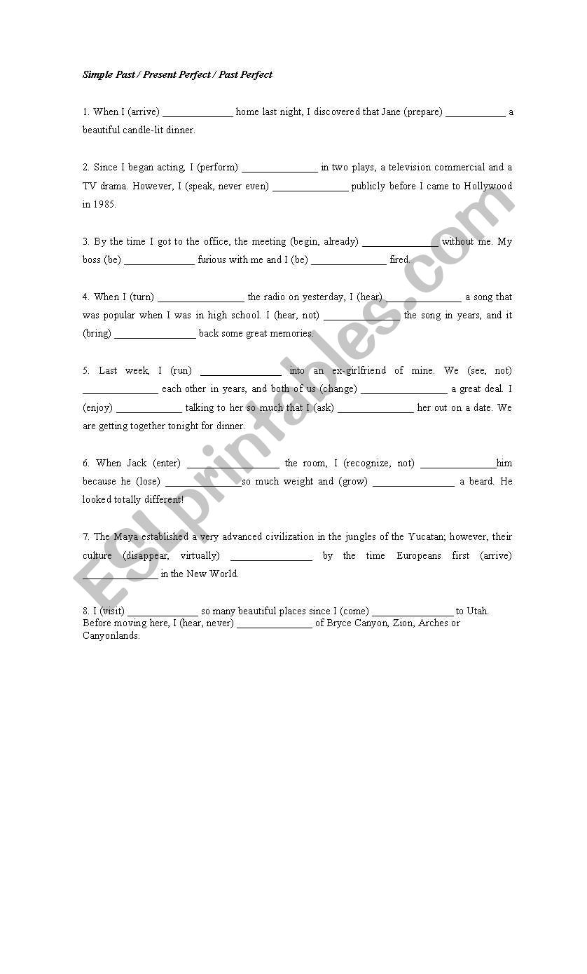 Simple Past / Present Perfect / Past Perfect 