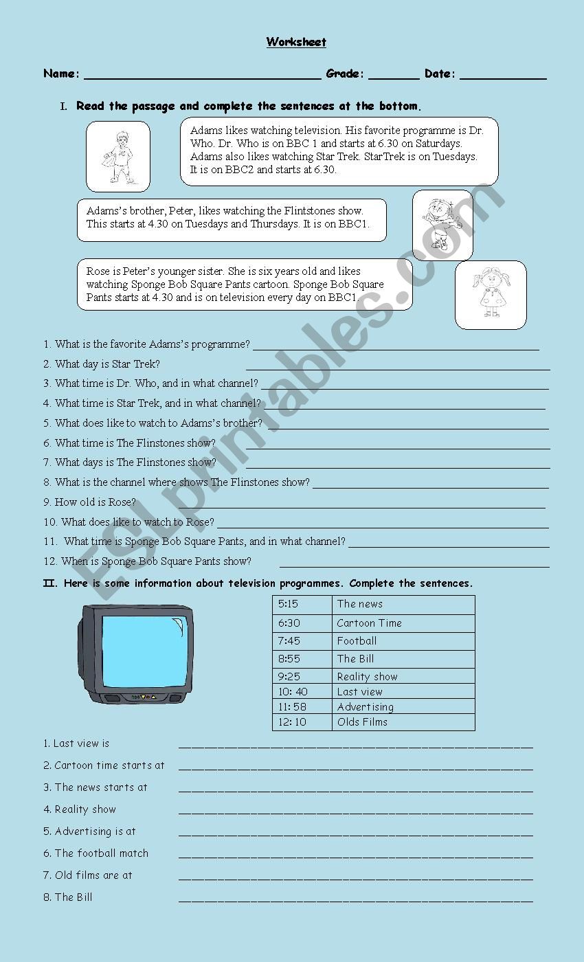 the time  worksheet