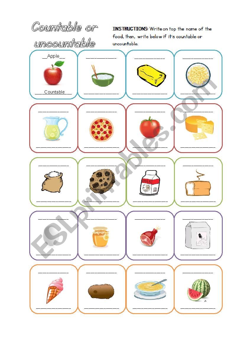 Countable & Uncountable Nouns worksheet