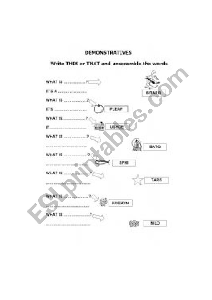 demostratives worksheet