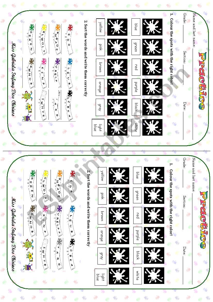 the colors worksheet