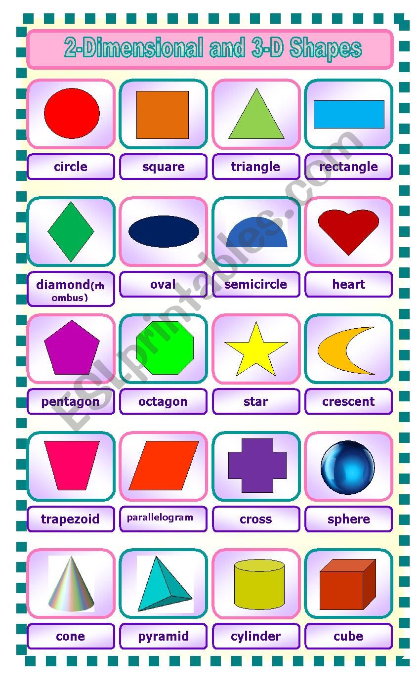 2-Dimensional and 3-D Shapes worksheet