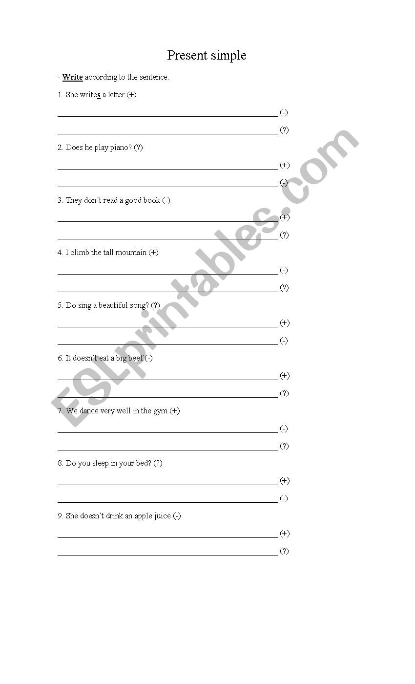 Create sentences worksheet