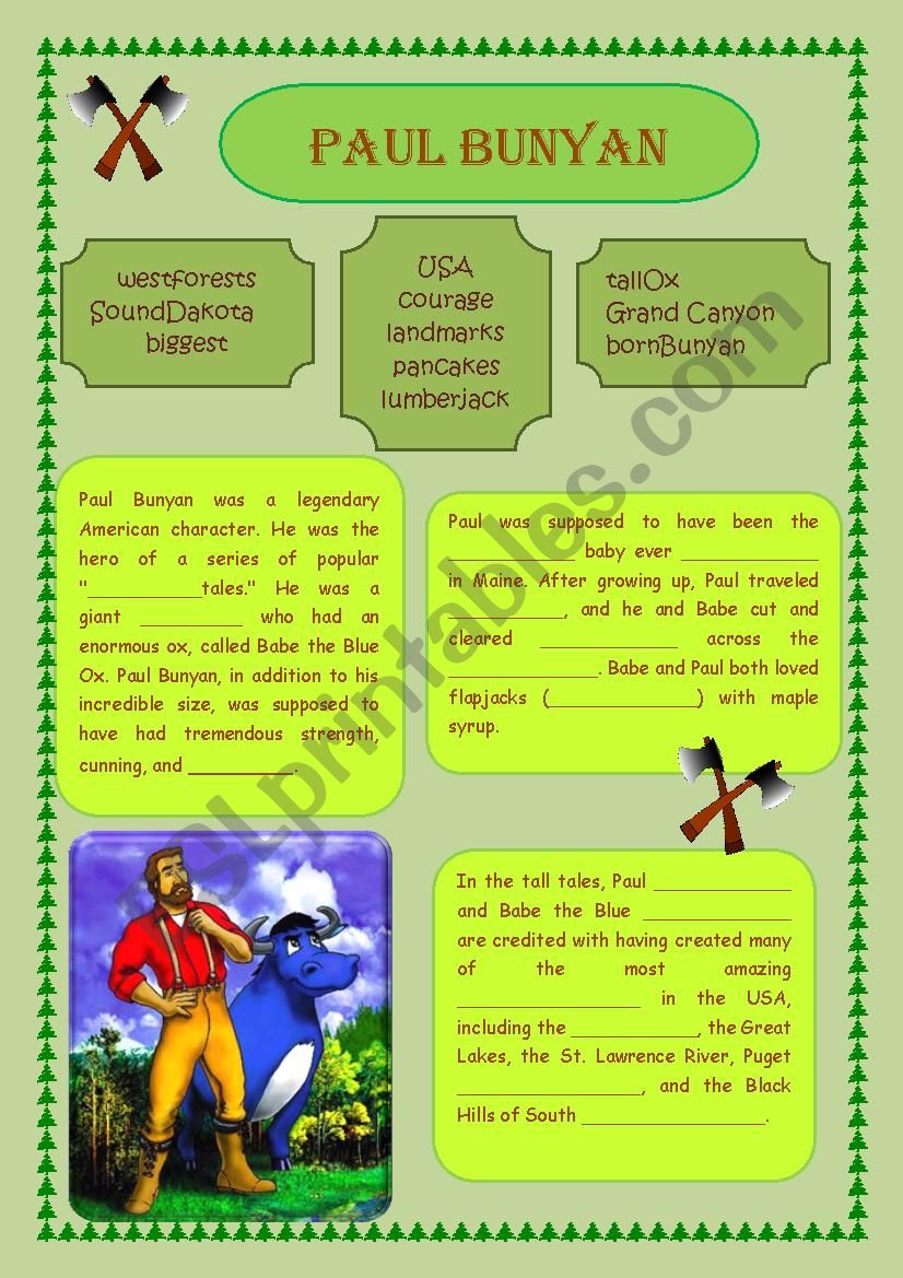 Paul Bunyan worksheet