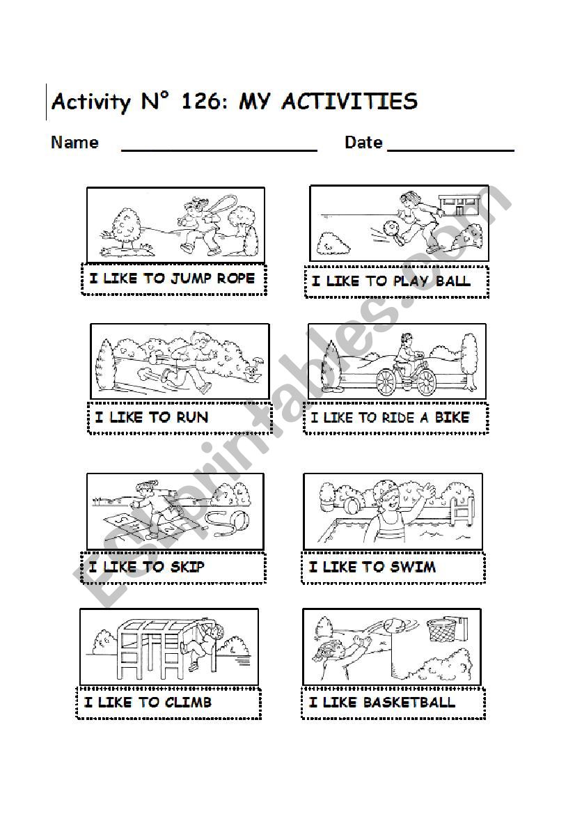 MY ACTIVITIES No 126 worksheet