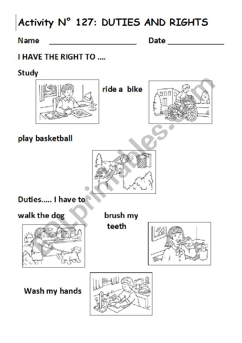 DUTIES AND RIGHTS No 127 worksheet