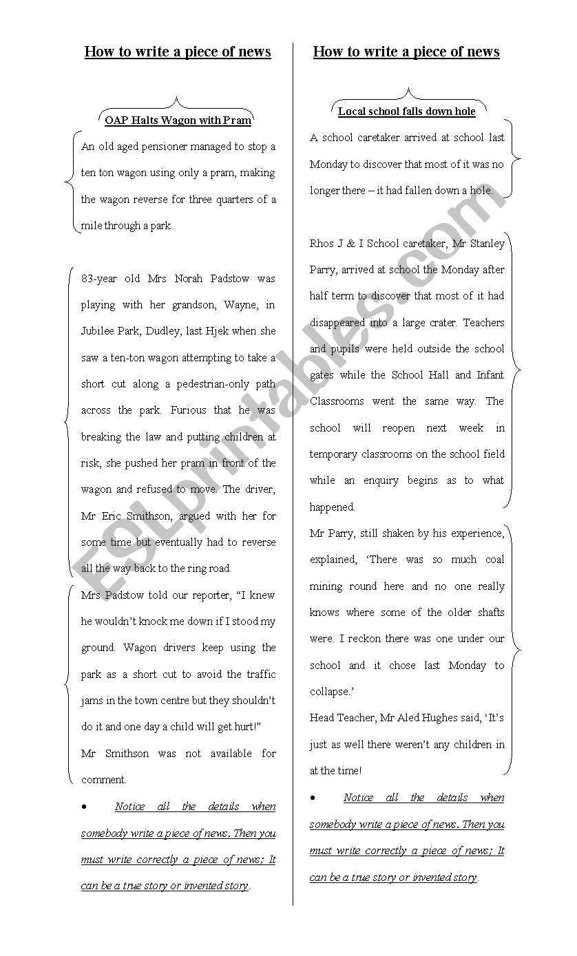 newspaper worksheet