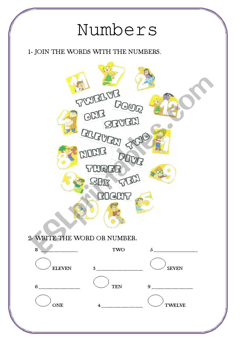 NUMBERS 1-12 worksheet