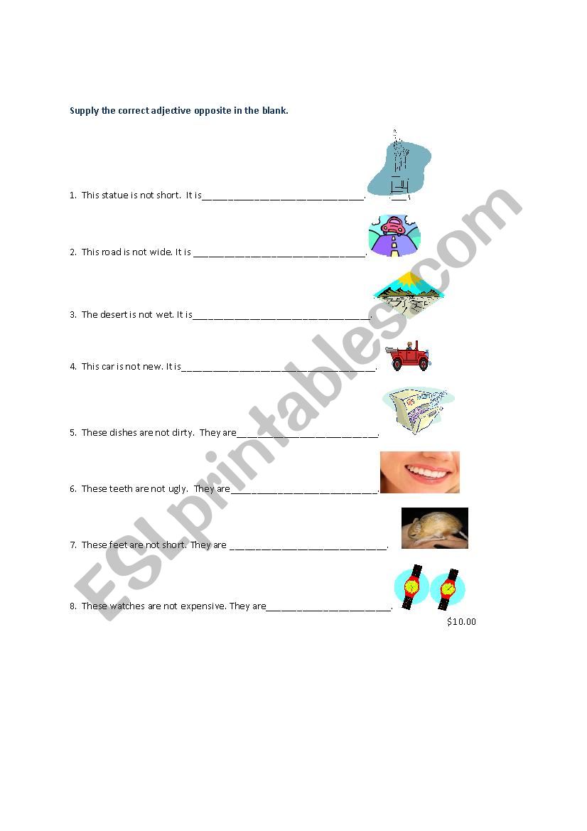 Adjective opposites with demonstrative adjectives