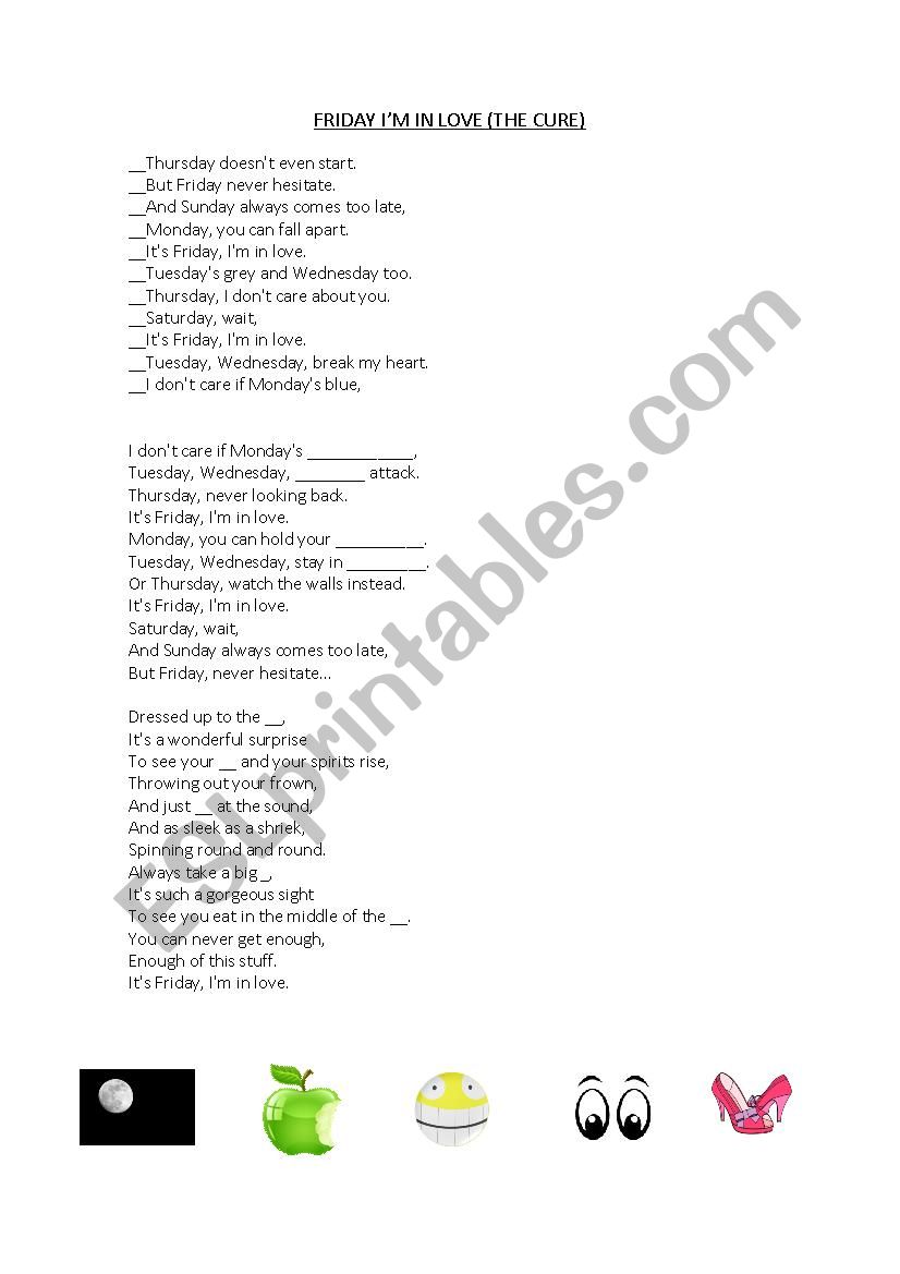 FRIDAY IM IN LOVE worksheet
