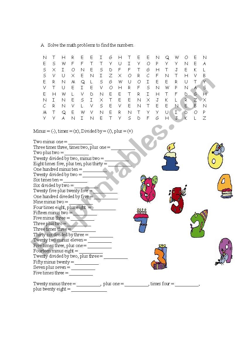 numbers worksheet