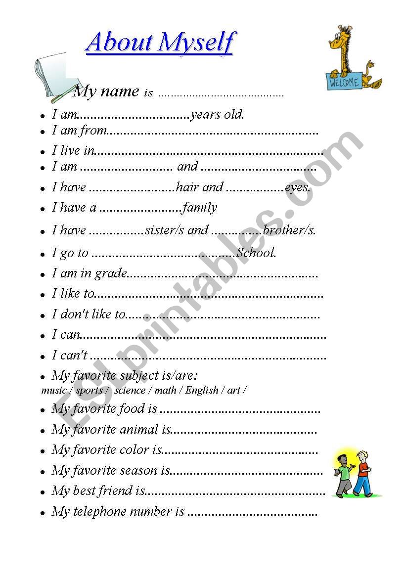 My ID Card worksheet