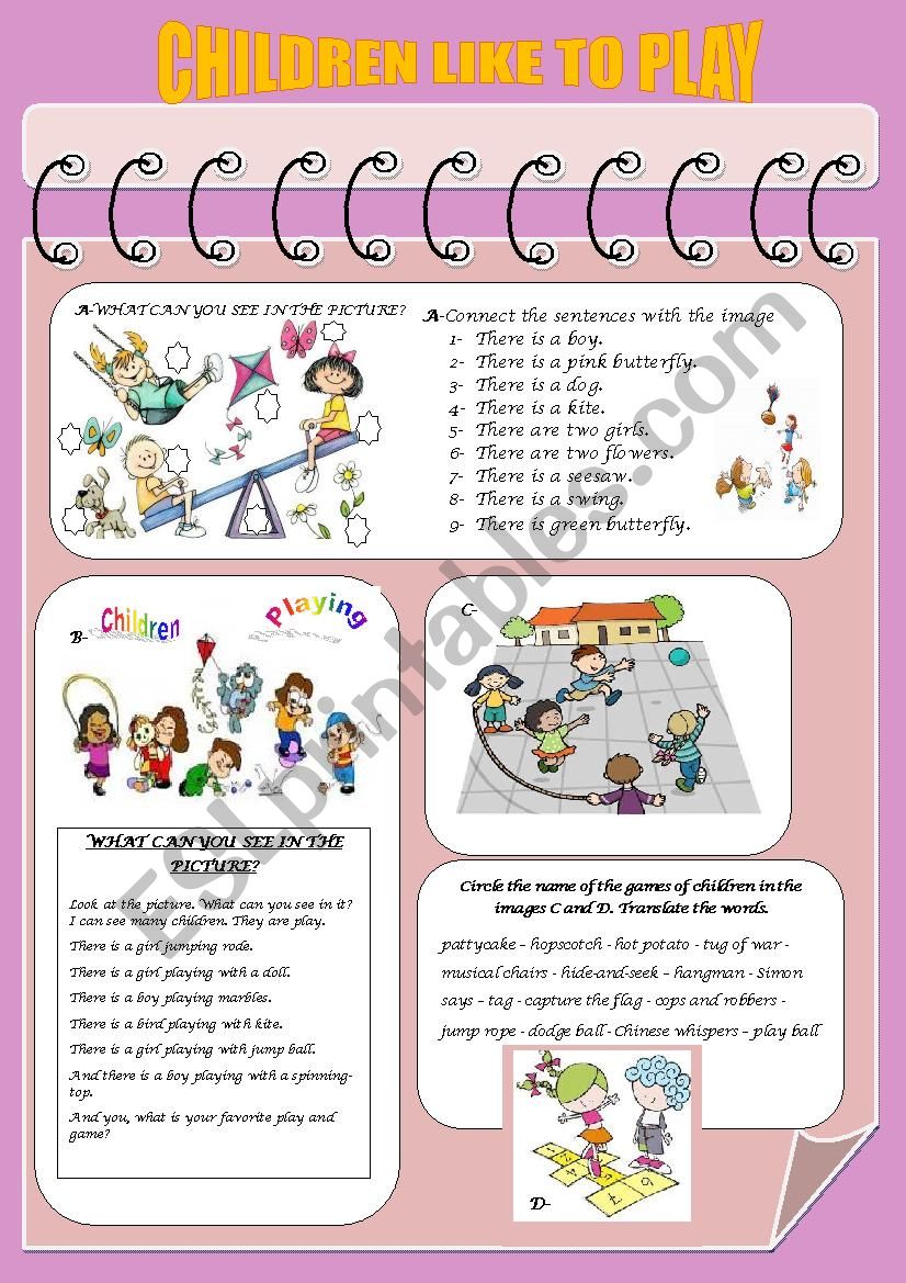 CHILDREN LIKE TO PLAY worksheet