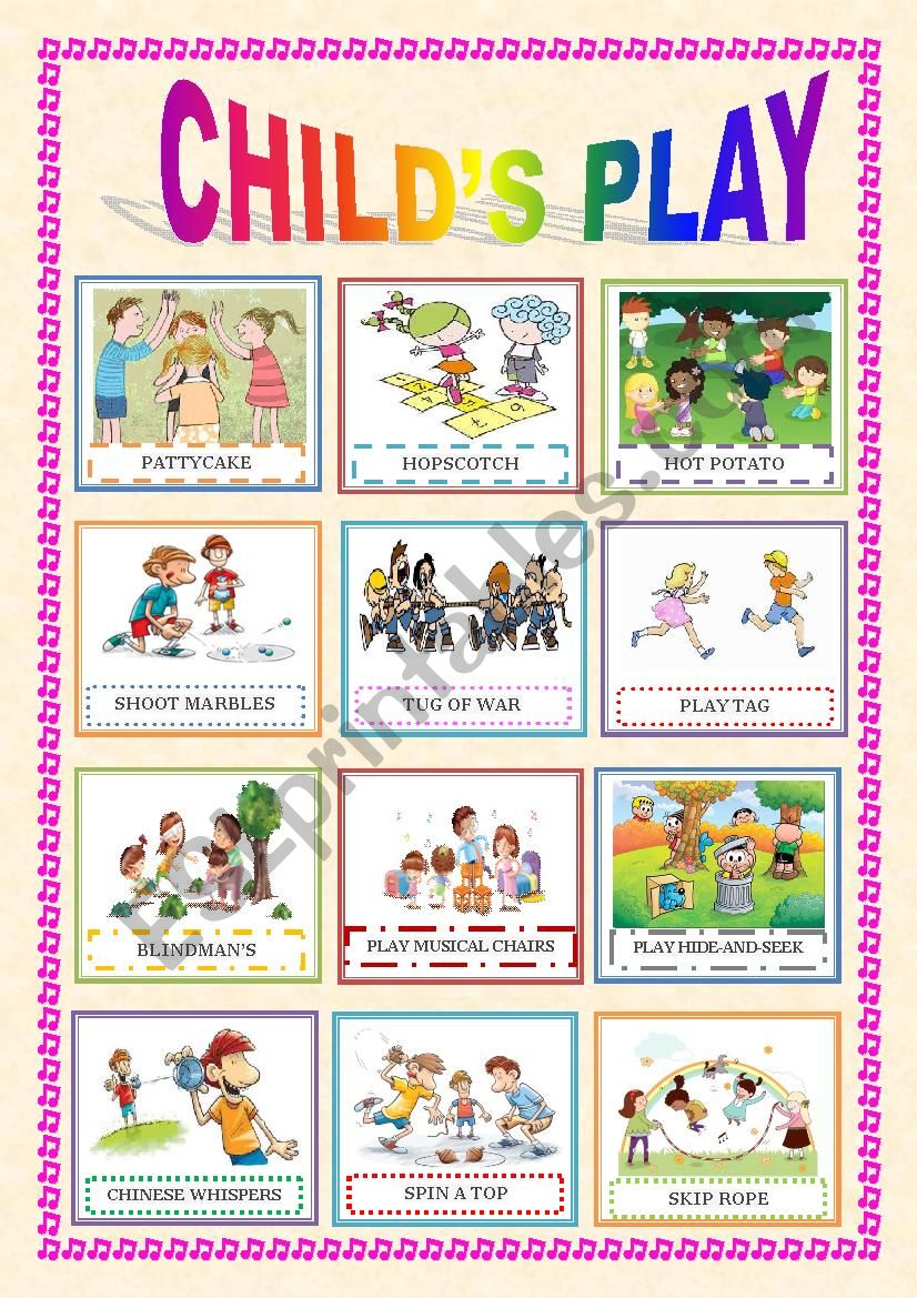 CHILDÂ´S PLAY PICTIONARY worksheet