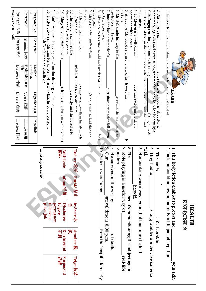 Health worksheet