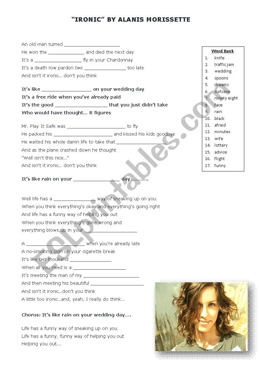 Ironic - Alannis Morissette worksheet