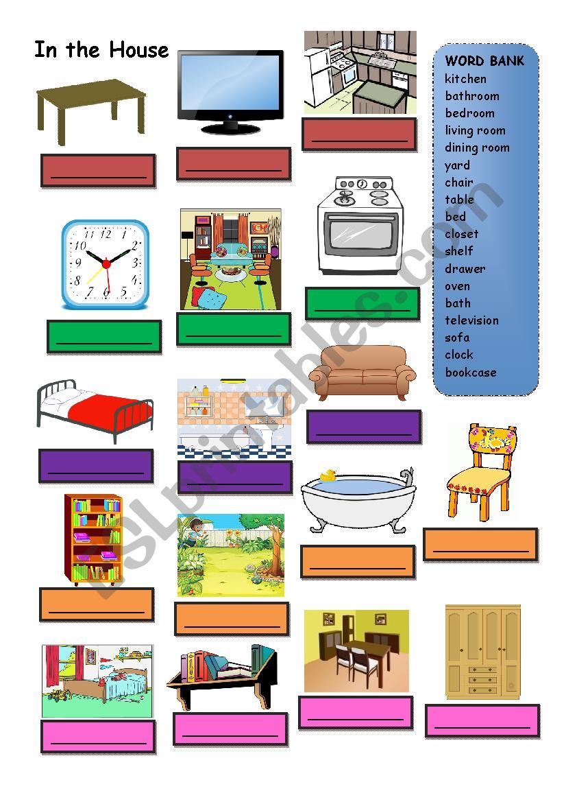 Parts of the house worksheet