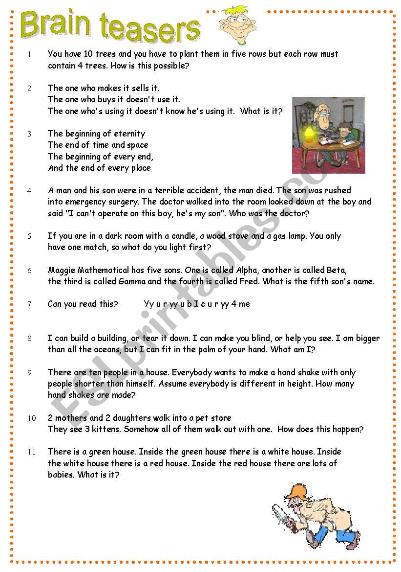 Brain teasers Part 2 worksheet