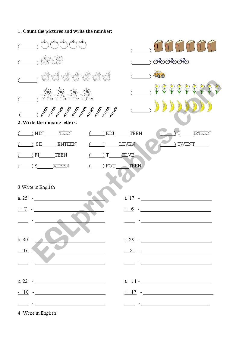 Numbers - 1-30 worksheet