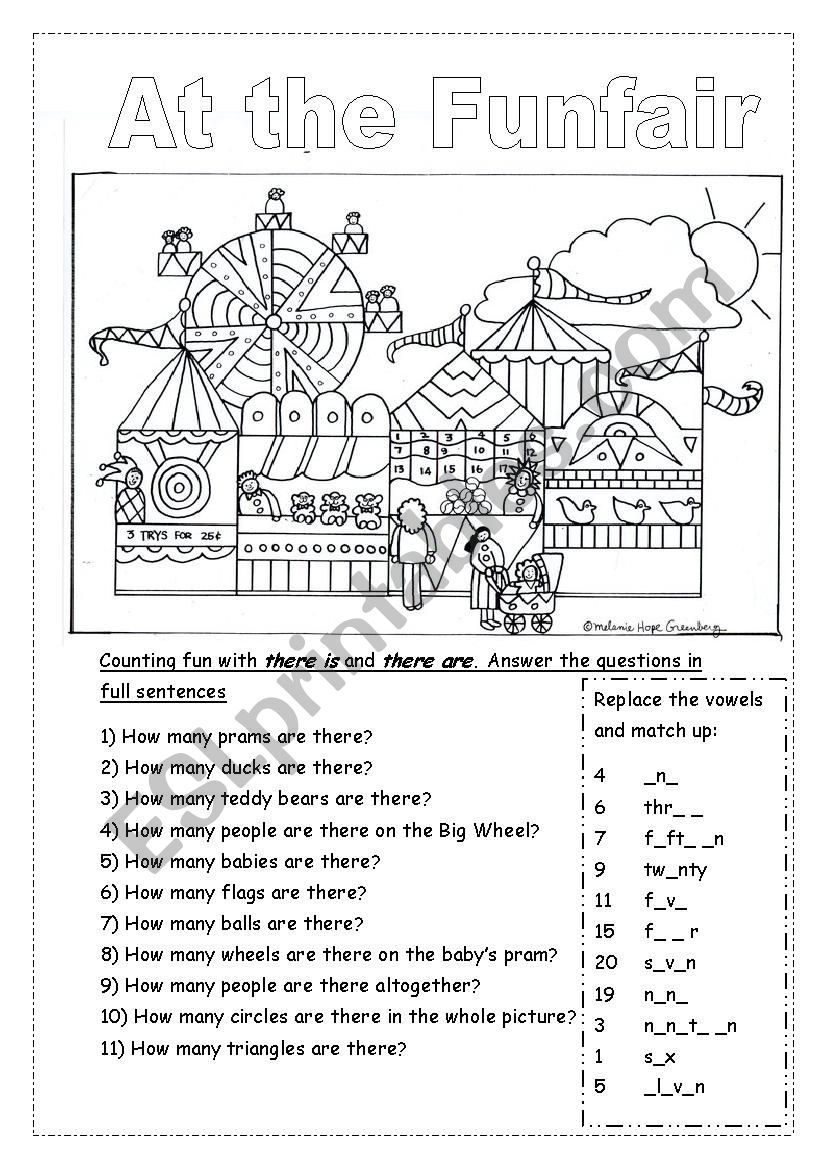 At the Funfair worksheet