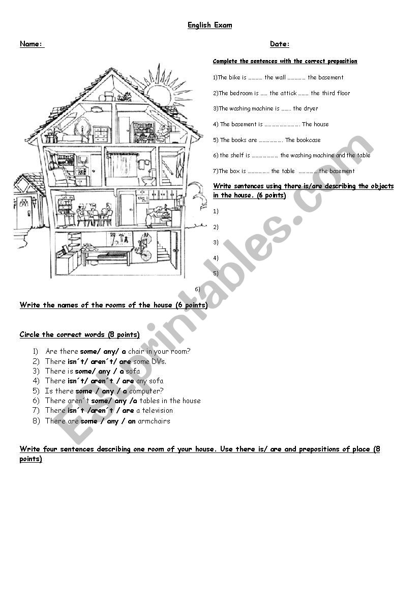 Describing the house with prepositions of place