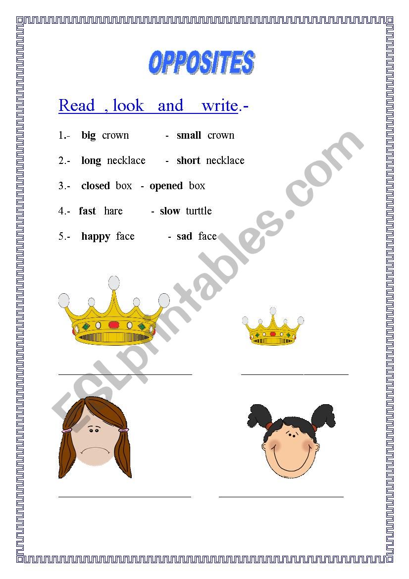 OPPOSITES worksheet