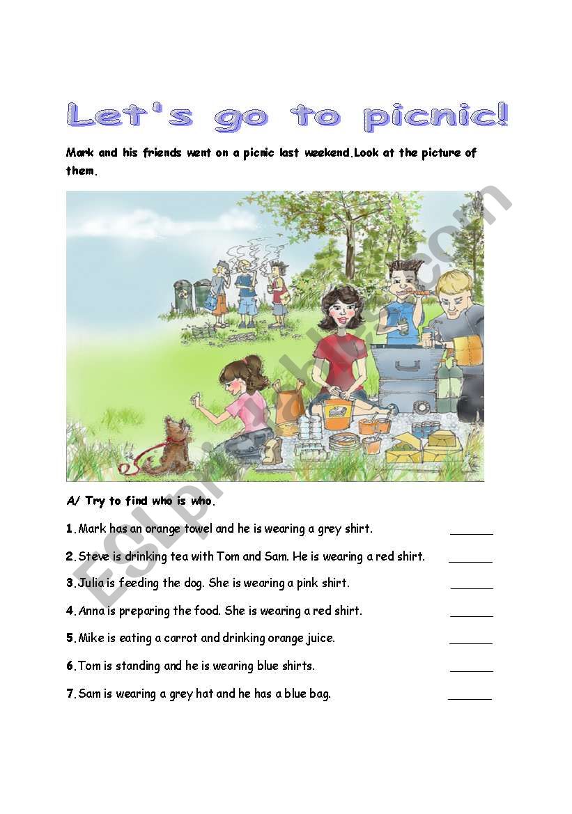 picnic time 1 worksheet