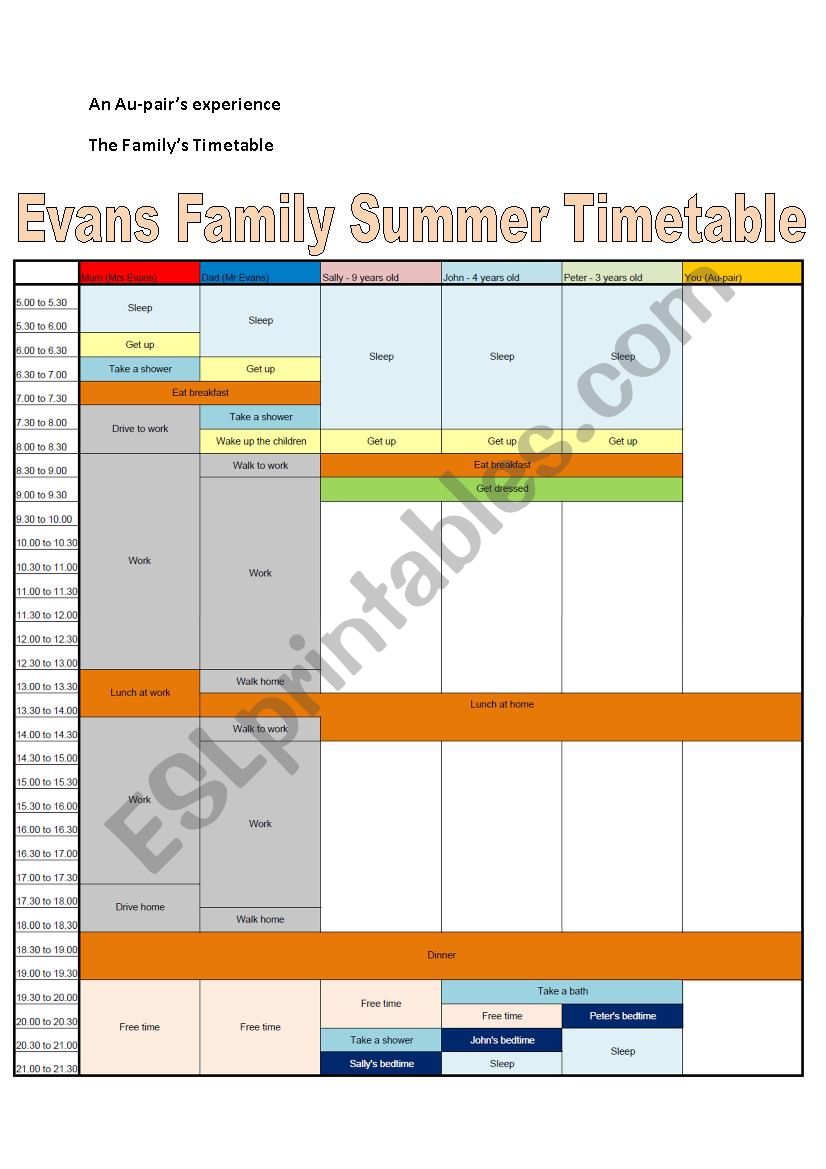 An Au-pairs experience - The Family Timetable