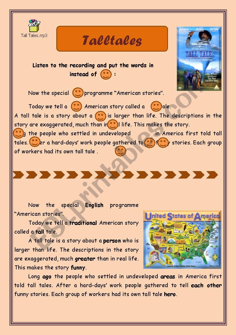 Tall tales worksheet