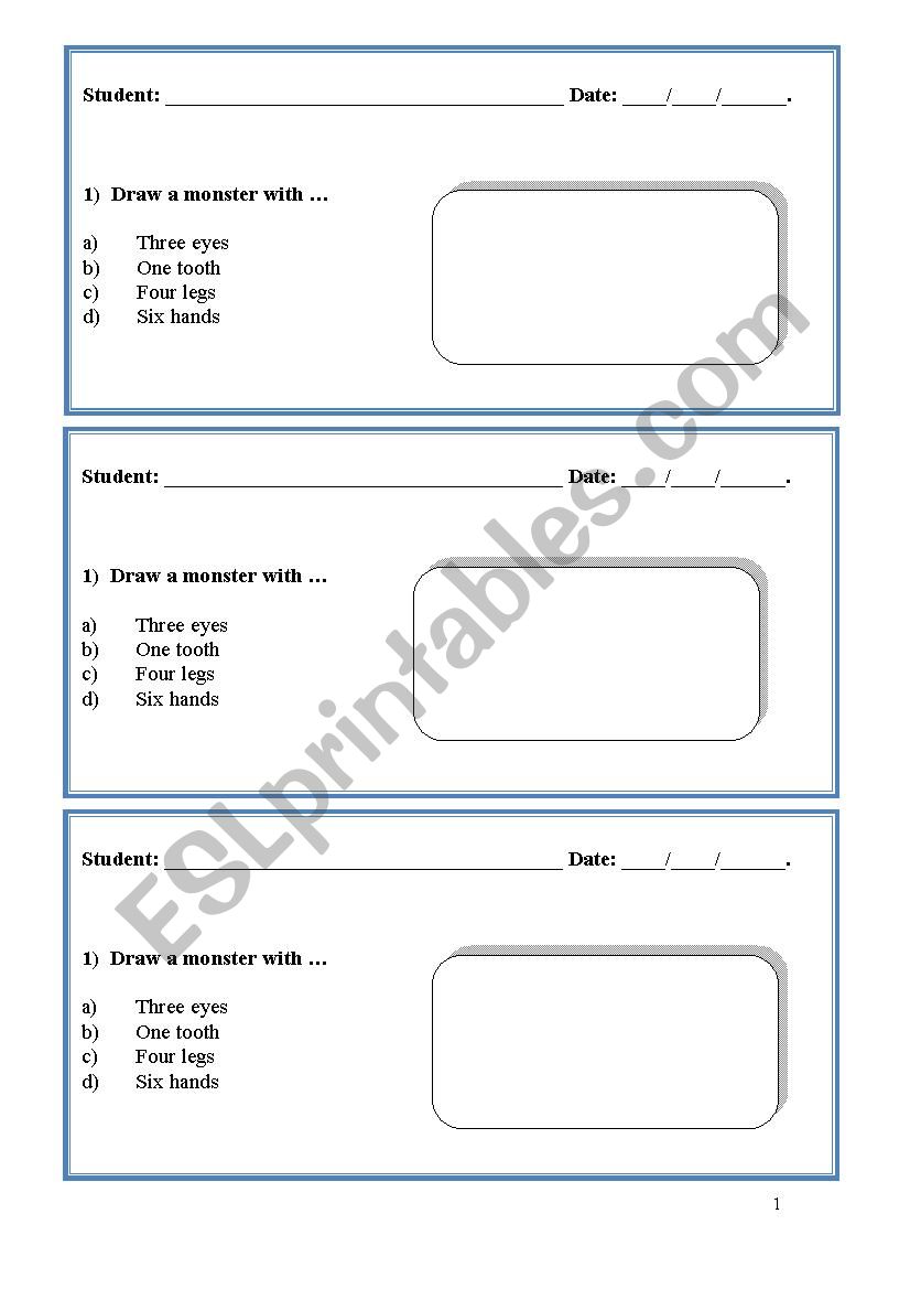       Parts of the body worksheet