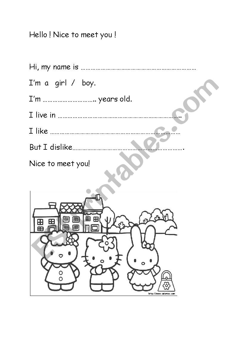 Nice to meet you! worksheet